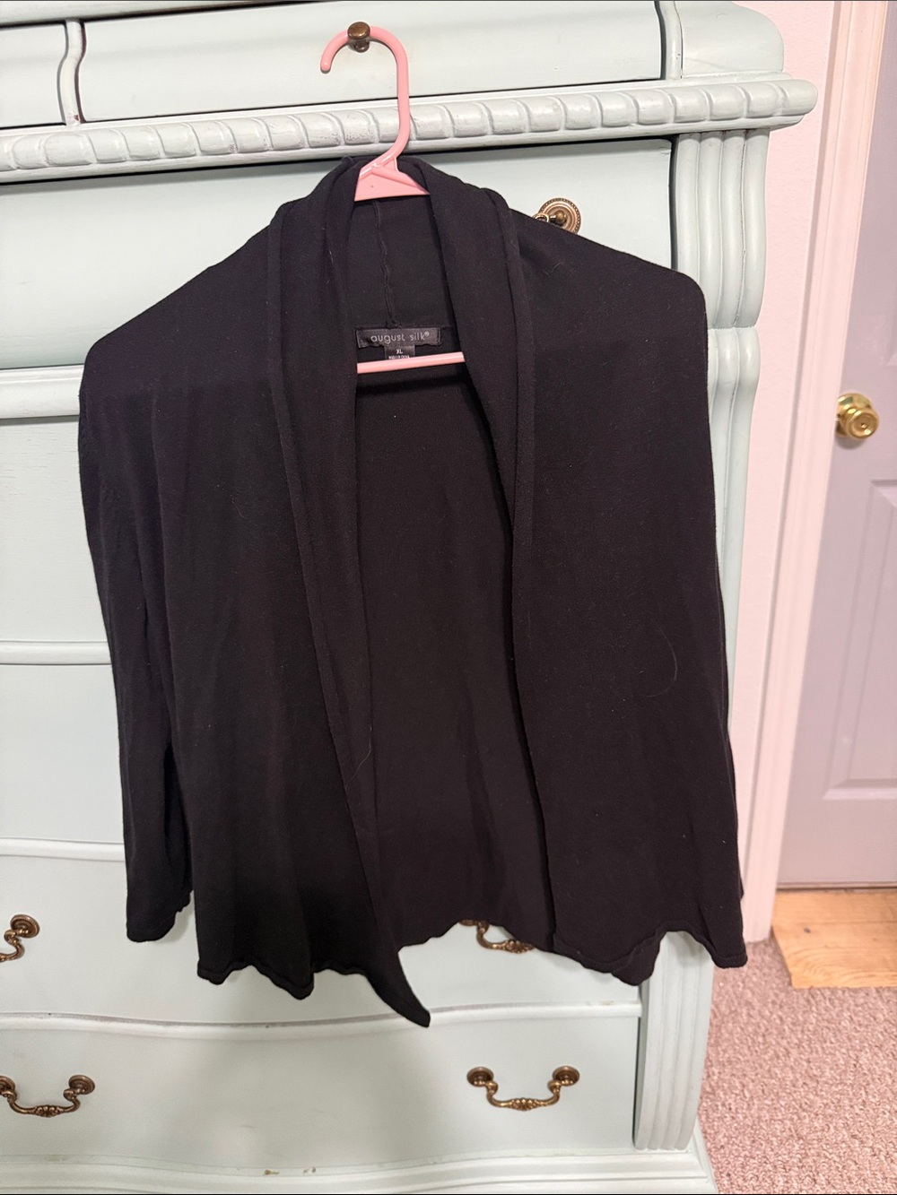 august silk Black Open-Front Draped Cardigan